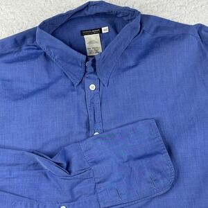 Giorgio Armani Vintage Dress Shirt Men 16.5 42 Blue French Button Cuff